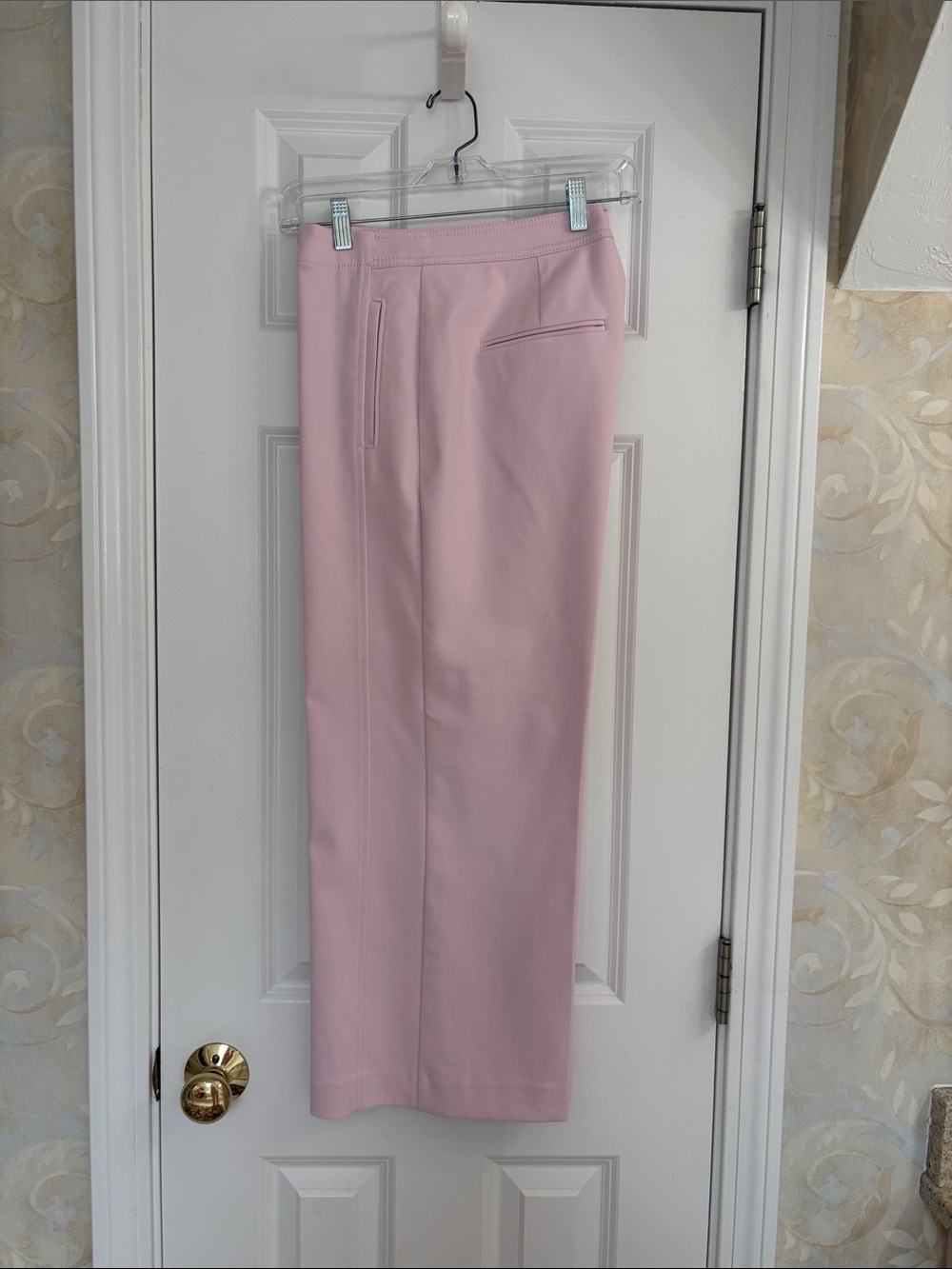 Ann Taylor Wide-Leg Cropped Cotton Blend Pants in Light Pink
